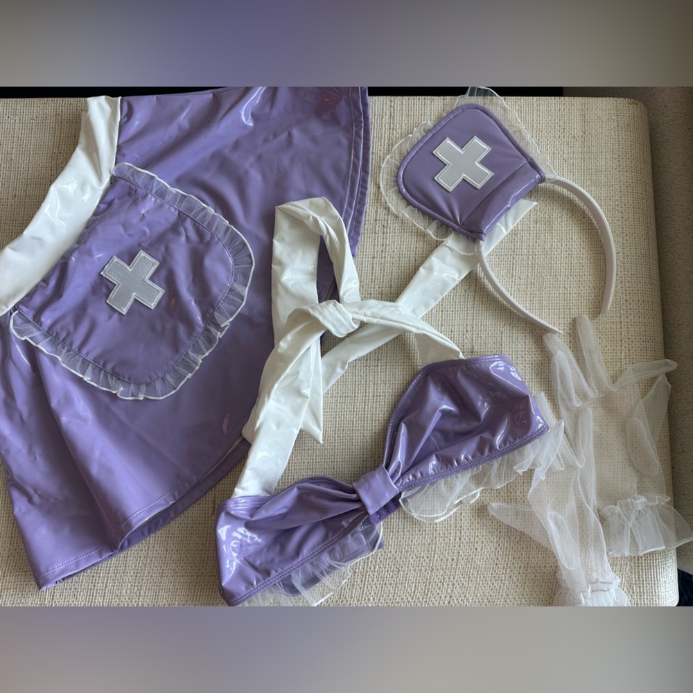 Nurse Purple and White Skirt Set